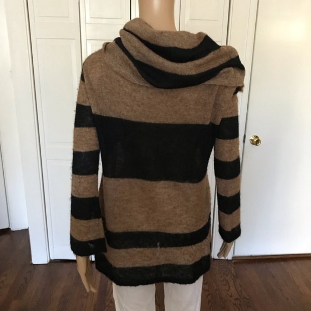 Free People Brown Lulu Rugby Stripe Cowl Neck Sweater - Picture 6 of 11